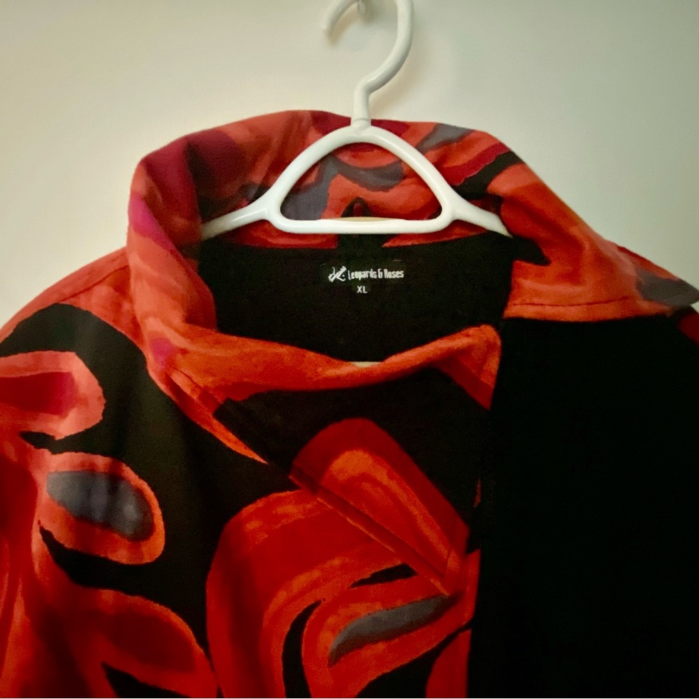 Vibrant Red and Black Women's Blazer